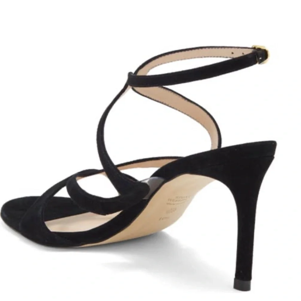Stuart Weitzman, Mariposa 80 Heeled Sandal, Black, US 10